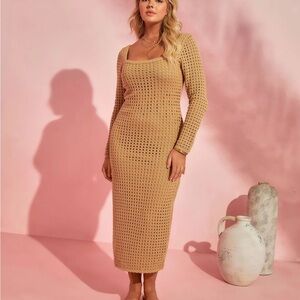 Vici  Tan Crochet Dress